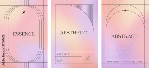 Minimal aesthetic linear frames with holographic gradient background