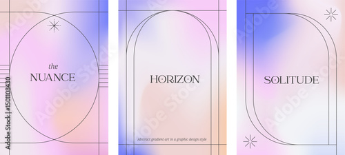 Minimal aesthetic linear frames with holographic gradient background