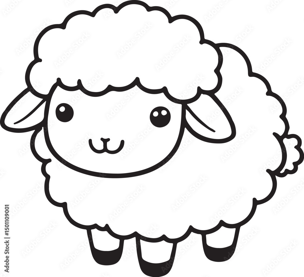 Cute, happy, white sheep or lamb cartoon vector illustration for farm animal art Cute, happy, white sheep or lamb cartoon vector illustration for farm animal art