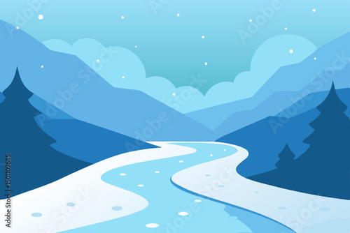 frost fog settling in a river valley as snow begin.svg