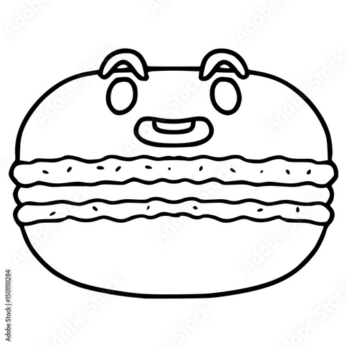 macaroon character illustration outline isolated vector