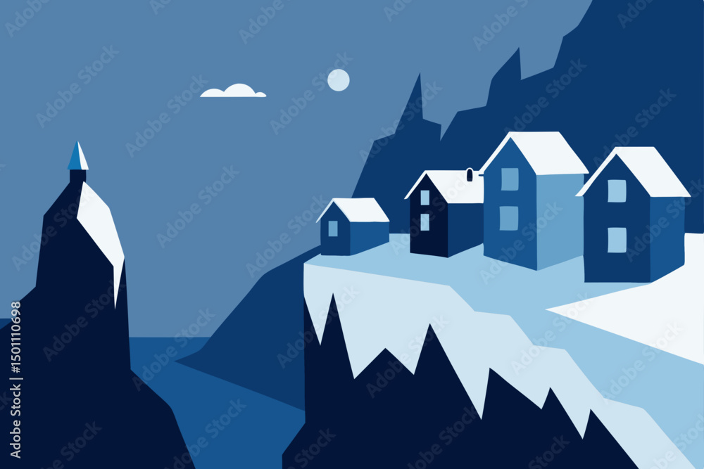 Naklejka premium icy cliffside villages on the faroe islands under .svg