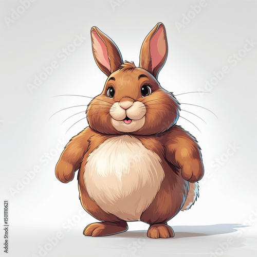 cute fat brown rabbit vector illustration