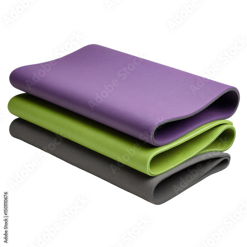 Stacked color mats isolated on transparent PNG background