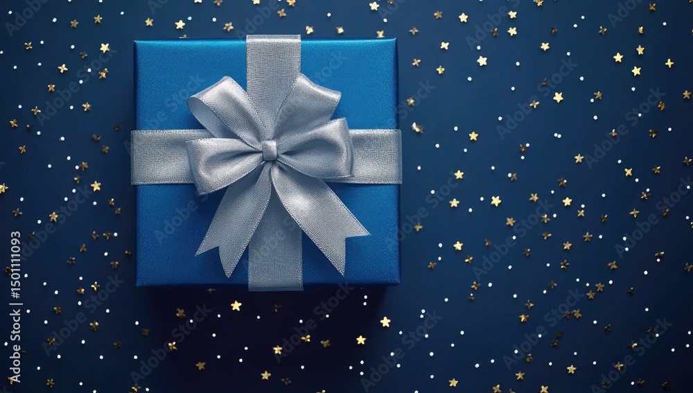 Festive gift box on a starry night Festive gift box on a starry night