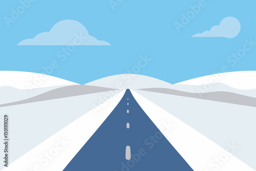 lonely snow covered road stretching across tundra .svg