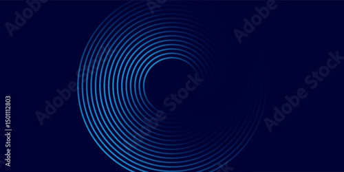 Abstract glowing circle lines on dark blue background. Geometric stripe line art design. Modern shiny blue lines. Futuristic technology concept. Suit good
