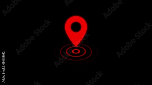 Location map pin pointer on GPS Map tracker animation. Appearing pointer for a map. Point of interest. Sign and pin to indicate the route and location on the video maps. 3D Illustration
