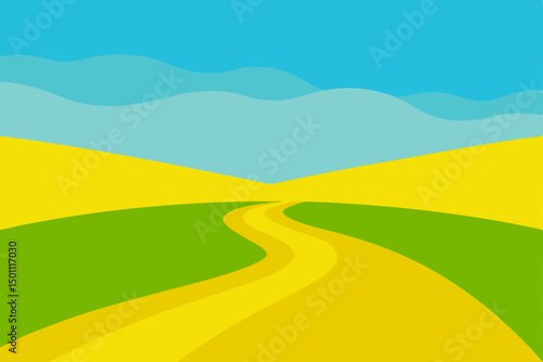 spring hills with yellow rapeseed flowers stretchi 