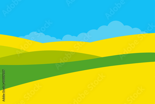 spring hills with yellow rapeseed flowers stretchi.svg