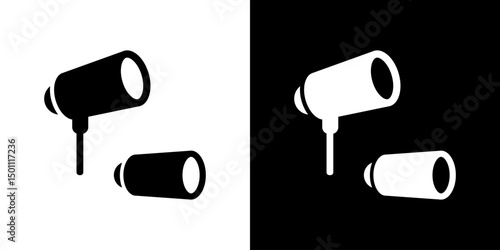 Street lamps icon. Devices for illumination of entryway, porch, walkway, path, garden, yard, park. Vector flat icon set.