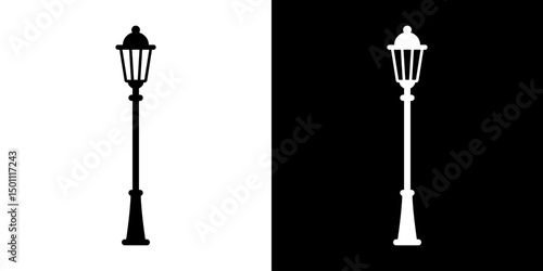 Street lamps icon. Devices for illumination of entryway, porch, walkway, path, garden, yard, park. Vector flat icon set.