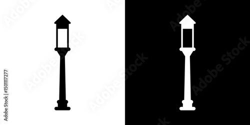Street lamps icon. Devices for illumination of entryway, porch, walkway, path, garden, yard, park. Vector flat icon set.