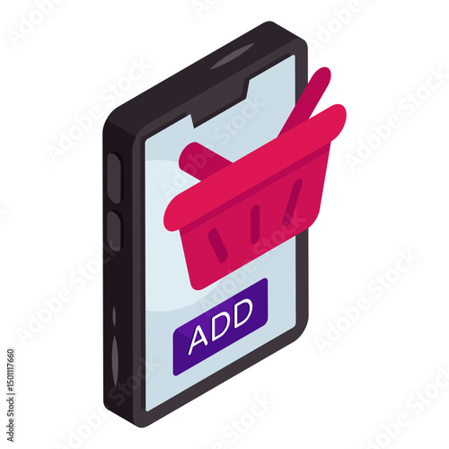 A creative design icon of add to basket