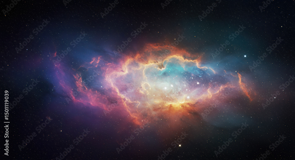 Fototapeta premium Cosmic Nebula Colorful Starfield Celestial Space Background Astronomy