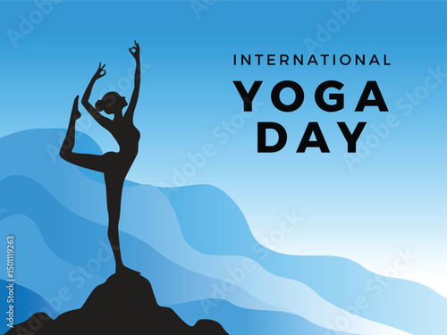 international yoga day poster minimalist vector illustration, meditation, soul, calm
