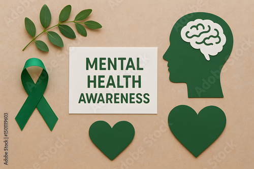mental health awareness flat lay concept