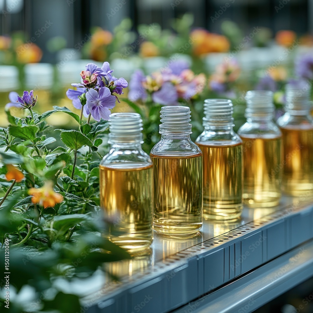 Essential Oils Production: Botanical Extracts in Glass Bottles Essential Oils Production: Botanical Extracts in Glass Bottles