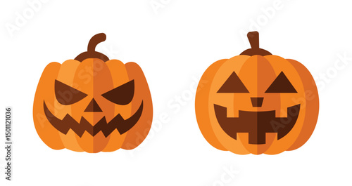Vector Flat halloween pumpkins collection