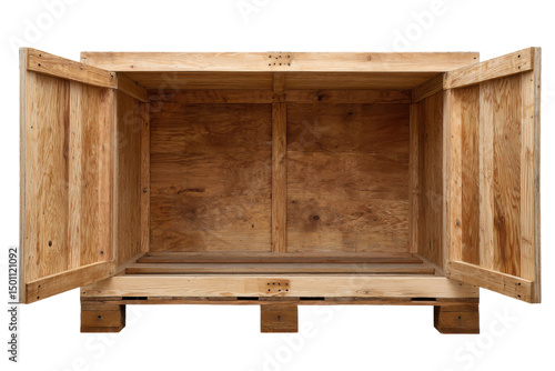 Wallpaper Mural Open, empty wooden crate isolated on transparent PNG background Torontodigital.ca