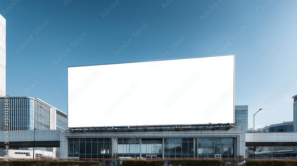 large blank white billboard on a modern urban city street large blank white billboard on a modern urban city street