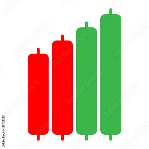 A financial stock market candlestick chart. stock trading candles. financial chart, market trends, investment growth, trading signals, forex market, cryptocurrency trading. Vector illustration concept