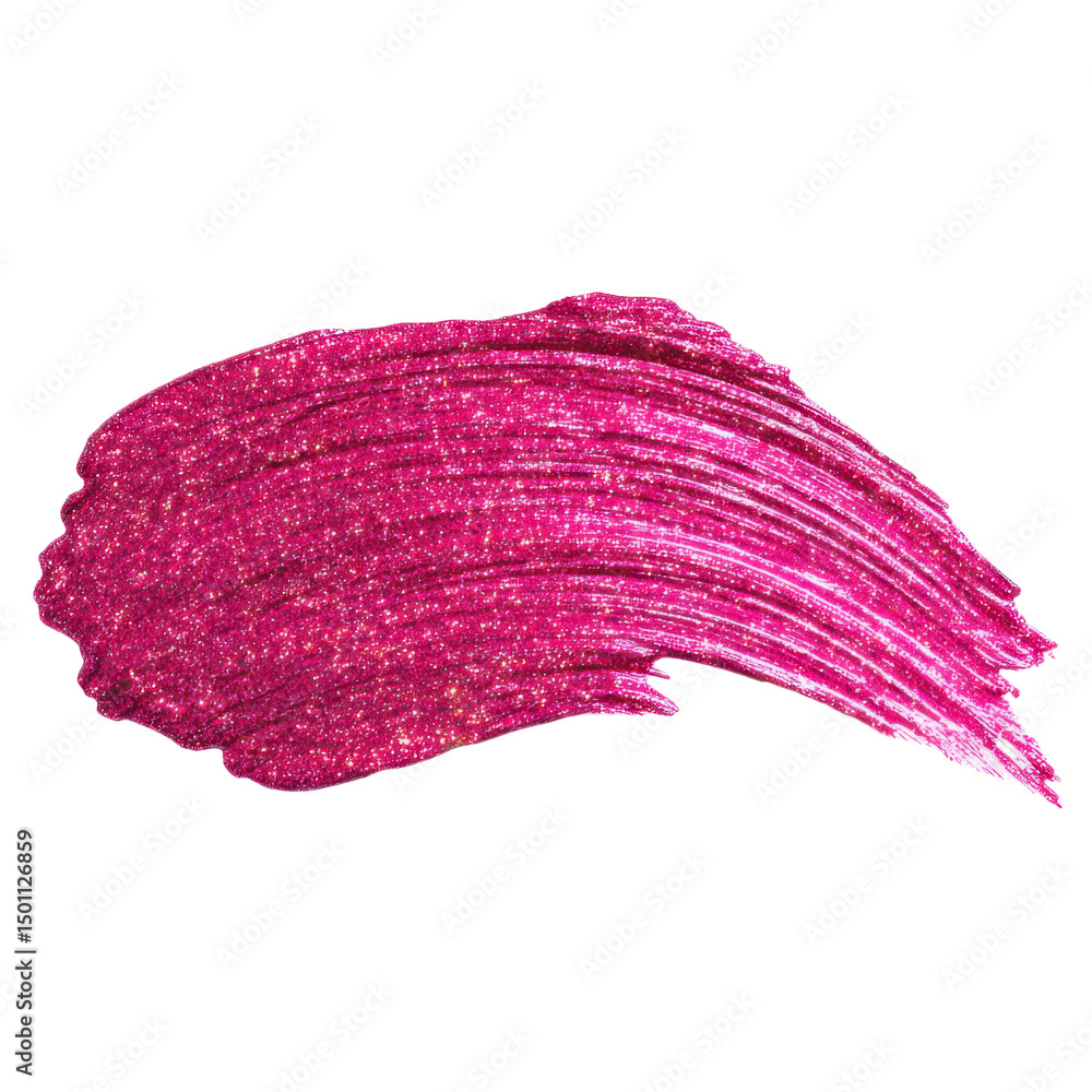 Fototapeta premium Fuchsia, textured brushstroke isolated on transparent PNG background