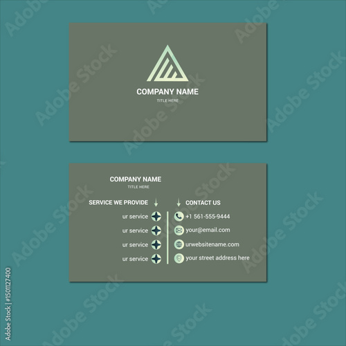 modern green business card design template with company name and contact details