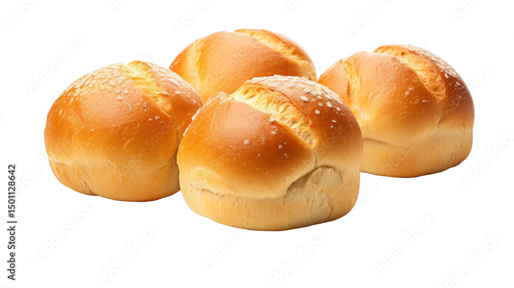 Freshly Baked Golden Dinner Rolls with Soft Texture and Crispy Crust Isolated on White Background Freshly Baked Golden Dinner Rolls with Soft Texture and Crispy Crust Isolated on White Background