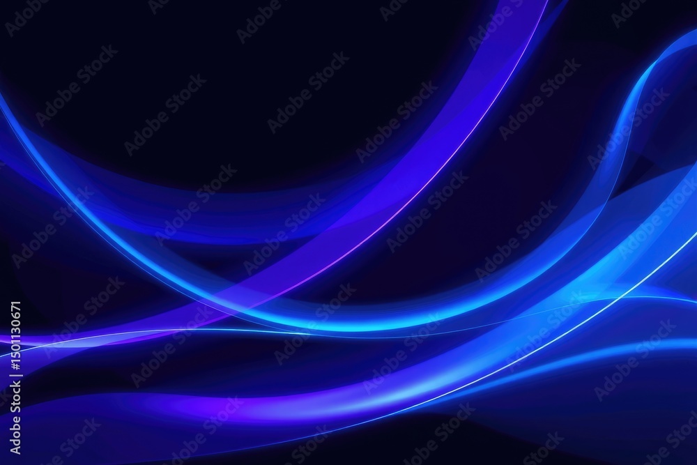 Naklejka premium Abstract Blue Swirls Glowing Light Trails Background