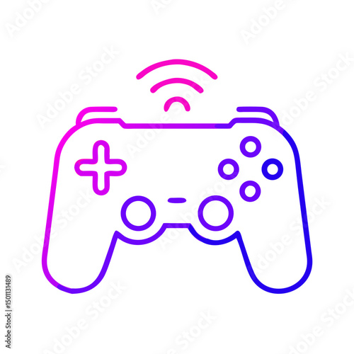 White PS4 Controller with Orange Top - Vector Gradient Outline