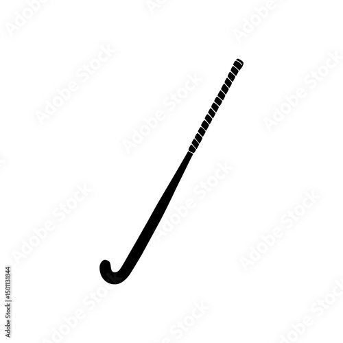 Black fill silhouette icon of a field hockey stick, bold representation for sports-related designs.