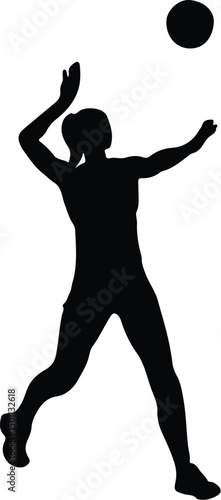 Volleyball Silhouette: Capture the power and grace of a volleyball player mid-action, silhouetted against a clean backdrop. This image encapsulates the intensity and skill of the sport.