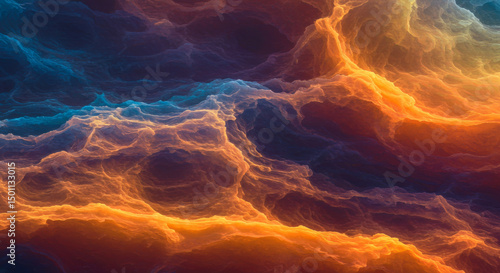 Wallpaper Mural Abstract Cosmic Landscape Orange Blue Nebula Swirling Energy Texture Background Torontodigital.ca
