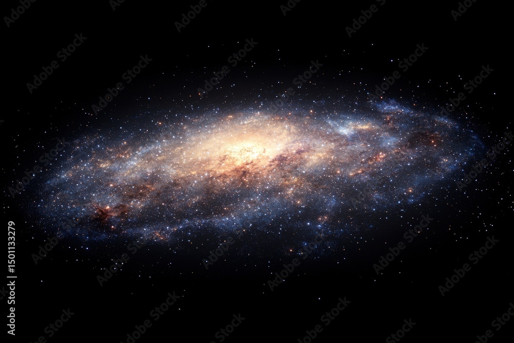 Fototapeta premium The Large Magellanic Cloud, with its vast clusters of stars and colorful nebulae, creating a striking contrast against the deep blackness of space