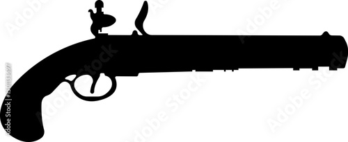 Pistol icon in flat from army and war isolated on transparent background