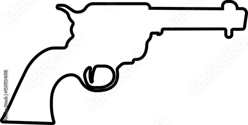 Pistol icon in line from army and war isolated on transparent background