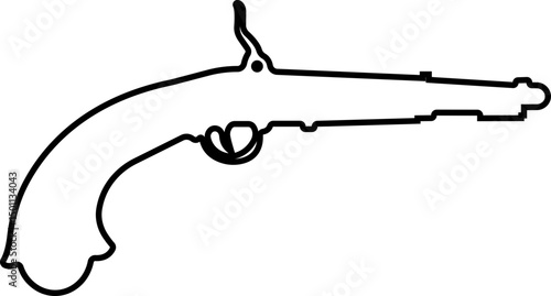 Pistol icon in line from army and war isolated on transparent background