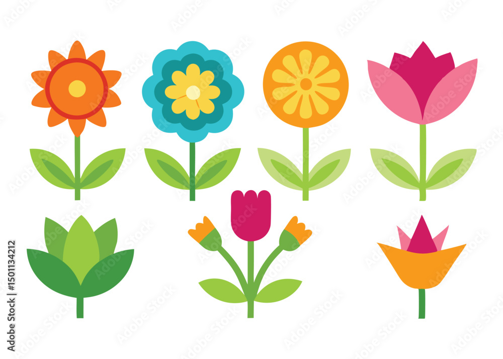 Flower Icons Set Isolated on White Background. Flower Simple Icon. Vector Illustration. Flower Icons Set Isolated on White Background. Flower Simple Icon. Vector Illustration.