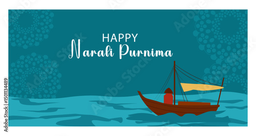 Happy Narali Purnima Sea and Offering Vector Banners-01