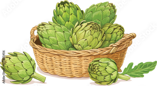 Artichoke vector design, Artichoke in basket in white background illustration vector design