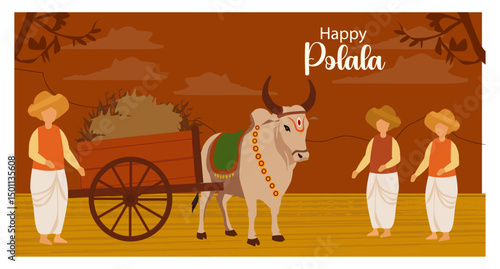 Happy Polala Festival Bullock Appreciation Vector Art-04