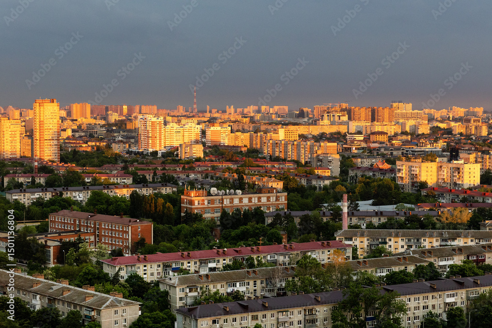 Fototapeta premium Russia. Krasnodar. View of the buildings of Krasnodar from the top point.