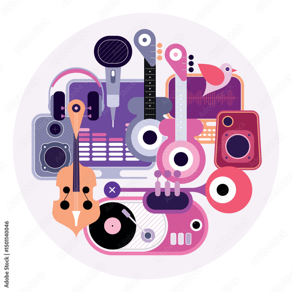 Obraz premium Round Shape Music Vector Design