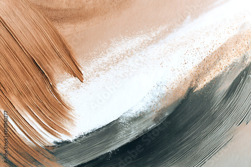 Abstract painted brushstrokes in earthy tones create a modern artistic composition