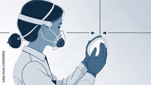 side-profile worker performing negative-pressure respirator fit check—hands cupping filters
