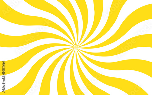 Abstract vibrant swirl of yellow and white lines creating a dynamic, hypnotic pattern. Design evokes energy, motion, and a sense of cheerful visual stimulation.