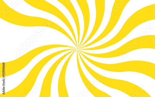 Abstract vibrant swirl of yellow and white lines creating a dynamic, hypnotic pattern. Design evokes energy, motion, and a sense of cheerful visual stimulation.
