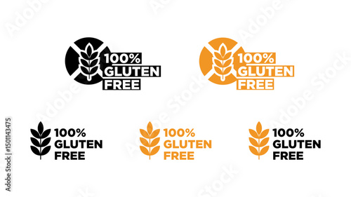 Gluten free icons set on white background