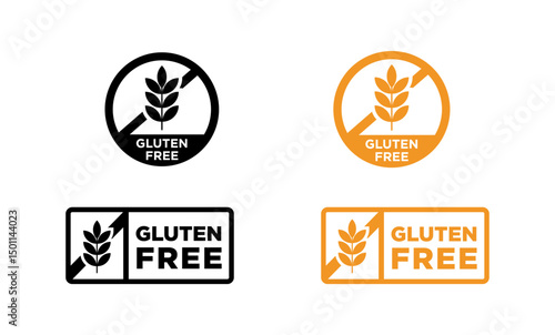 Gluten free icons set on white background
